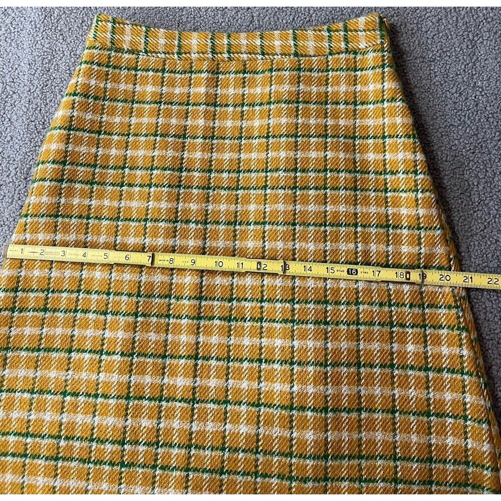 Anthropologie English Factory Midi Skirt Yellow Green Plaid Preppy Small New - Picture 11 of 15